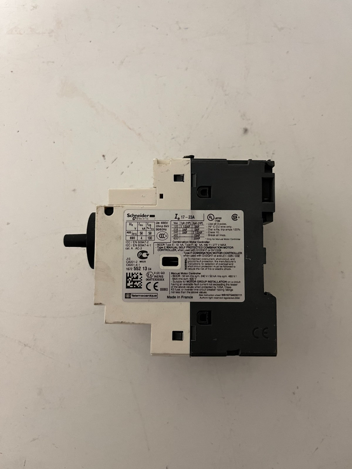 Schneider Electric GV2-P21 Motor Circuit Breaker 17–23A TeSys GV2 Manual Starter