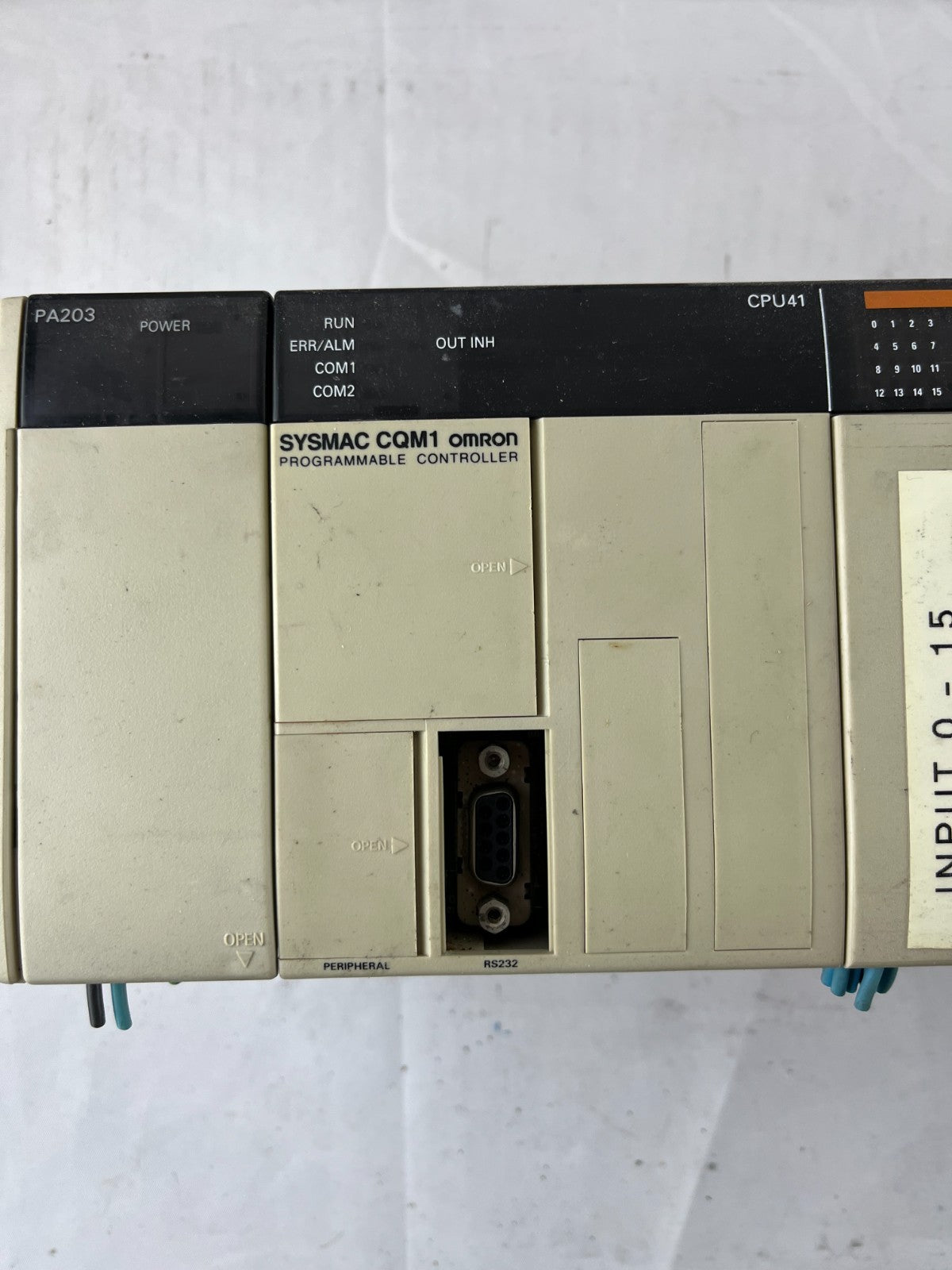 Omron CQM1 CPU41 PLC System PA203 ID212 OD212 Rack RS232 Good Used
