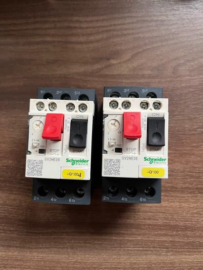 Schneider GV2ME08 Motor Circuit Breaker 2.5–4 A 3P Lot of 2 Used Spare Units