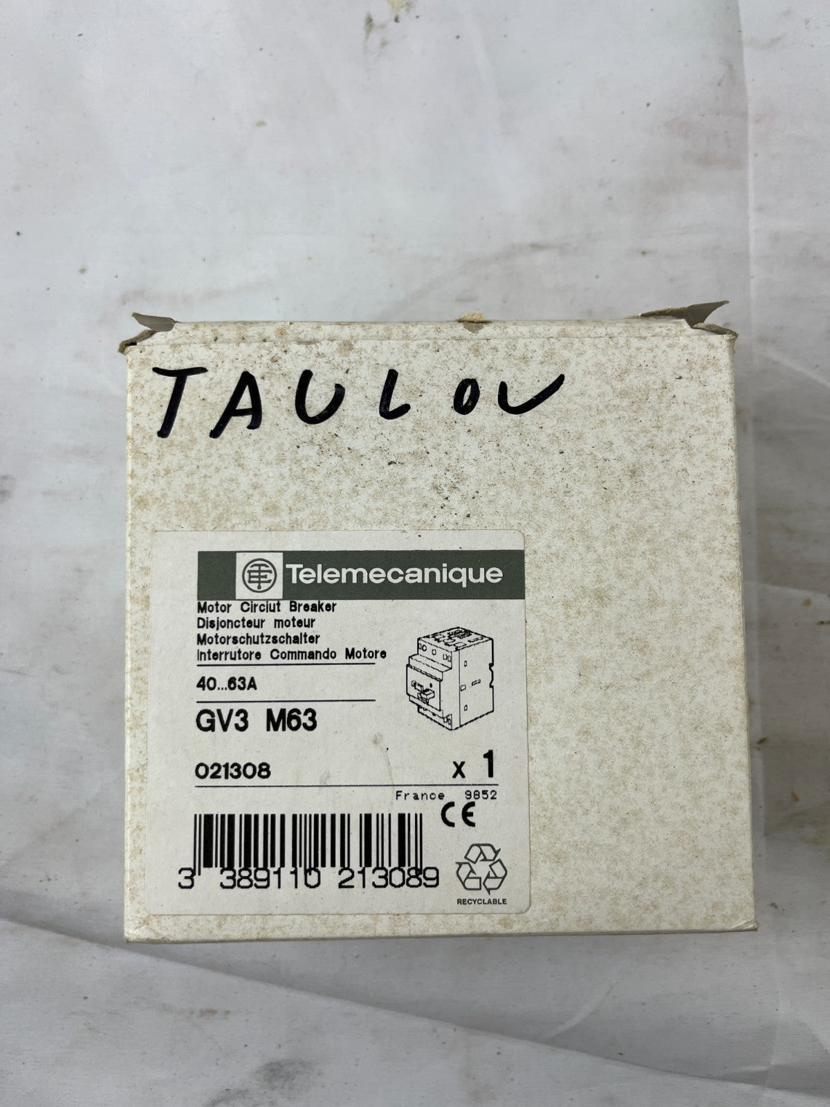 Telemecanique GV3-M63 Motor Circuit Breaker 40-63A Manual Motor Starter New