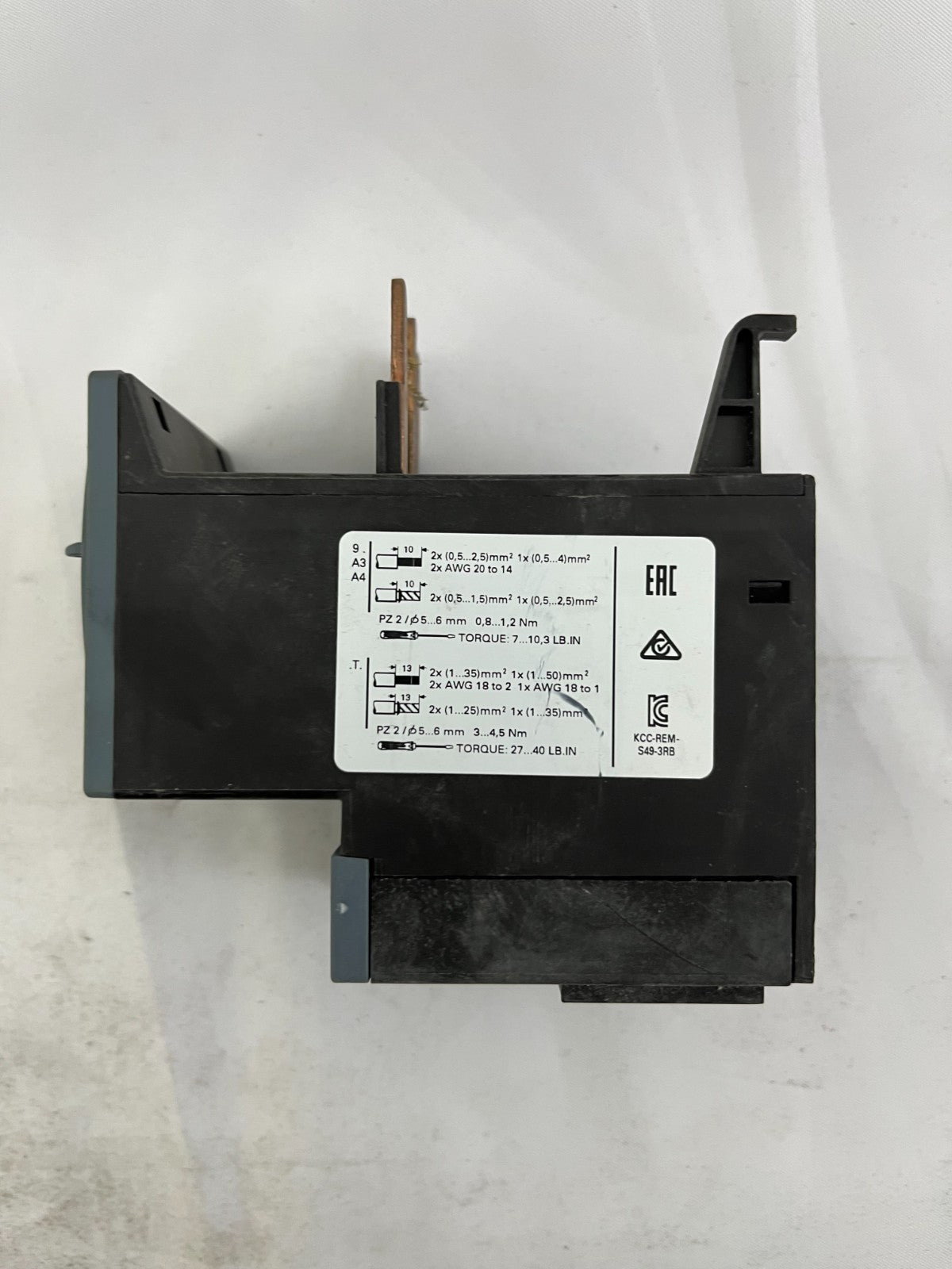 Siemens SIRIUS 3RB3036-1WB0 Overload Relay 20–80A Electronic Class 10E S2 Used
