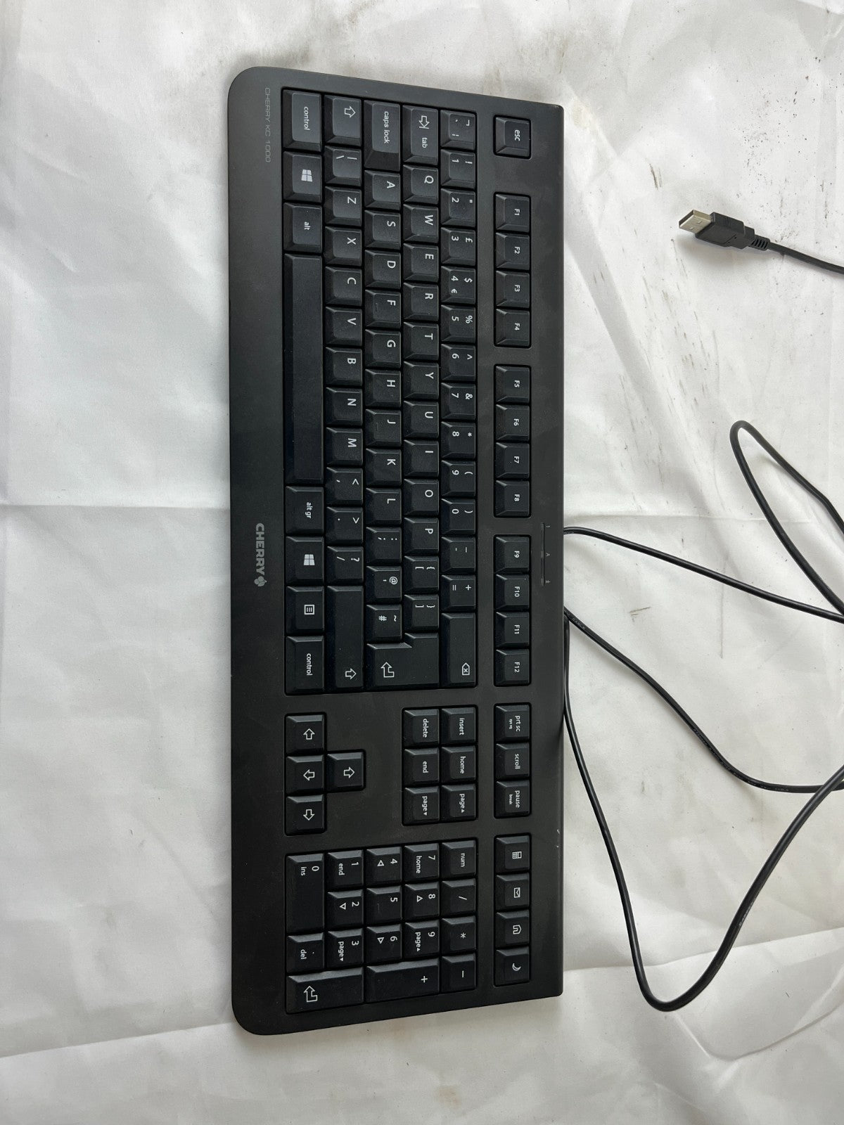 Cherry KC 1000 USB Keyboard JK-0800GB-2 UK Layout Black Wired Used Spare