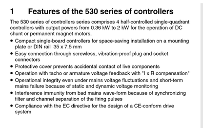 Lenze 530 Adjustable Speed AC Controller - 534_E, Motor Control PN:4500192177