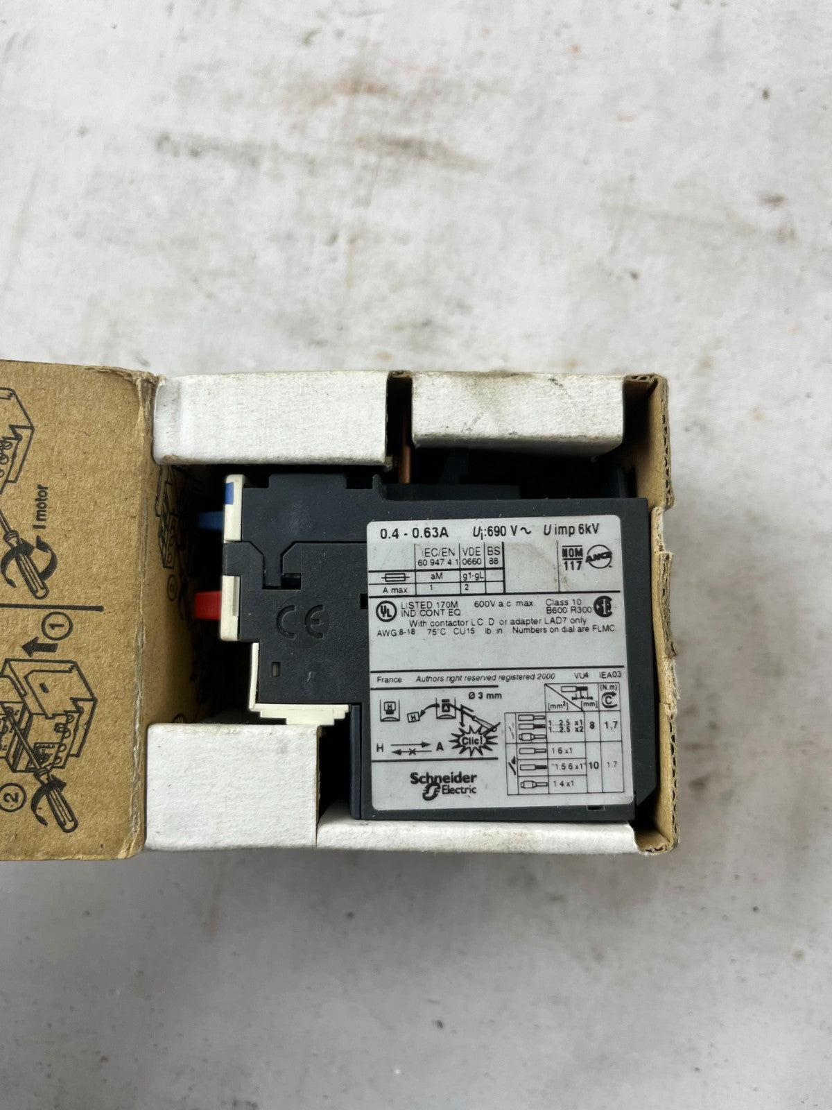 Schneider Electric TeSys LRD04 0.4–0.63A Thermal Overload Relay New in Box