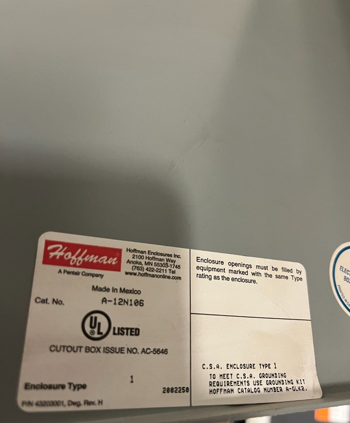 Allen-Bradley Signal Tower & Hoffman A-12N106 Control Box Used Working Condition