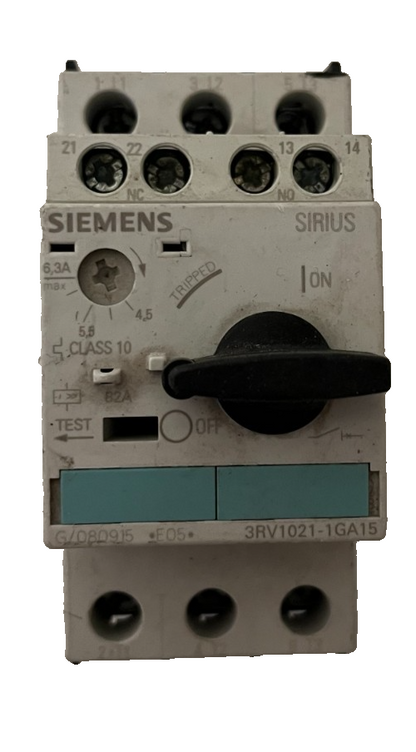Siemens 3RV1021-1GA15 SIRIUS Motor Starter Protector 4.5–6.3A Used Spare Part