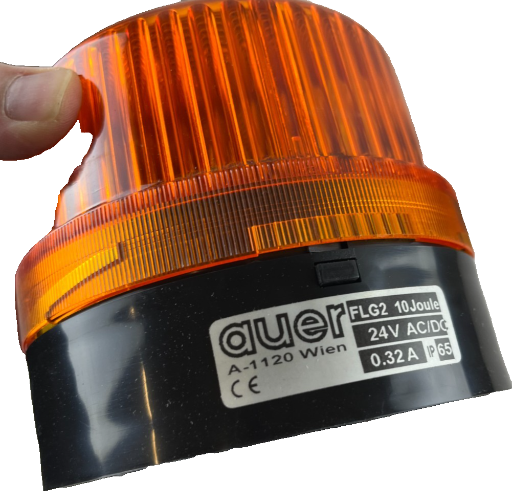 Auer FLG2 Xenon Strobe Beacon 10J 24V AC/DC IP65 Orange Lens Black Base New