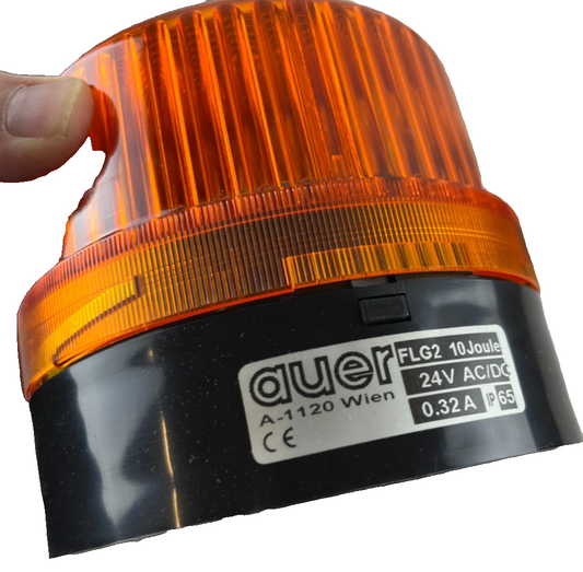 Auer FLG2 Xenon Strobe Beacon 10J 24V AC/DC IP65 Orange Lens Black Base New