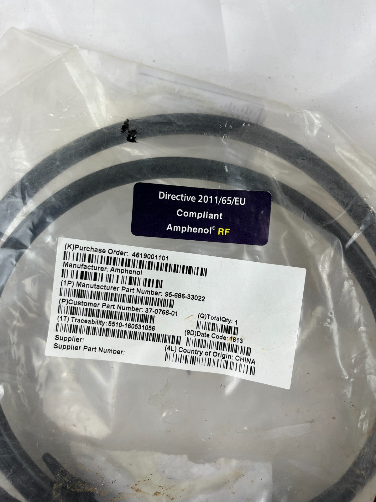 Amphenol RF 95-686-33022 Coaxial Cable Assembly 37-0766-01 New Spare Unit