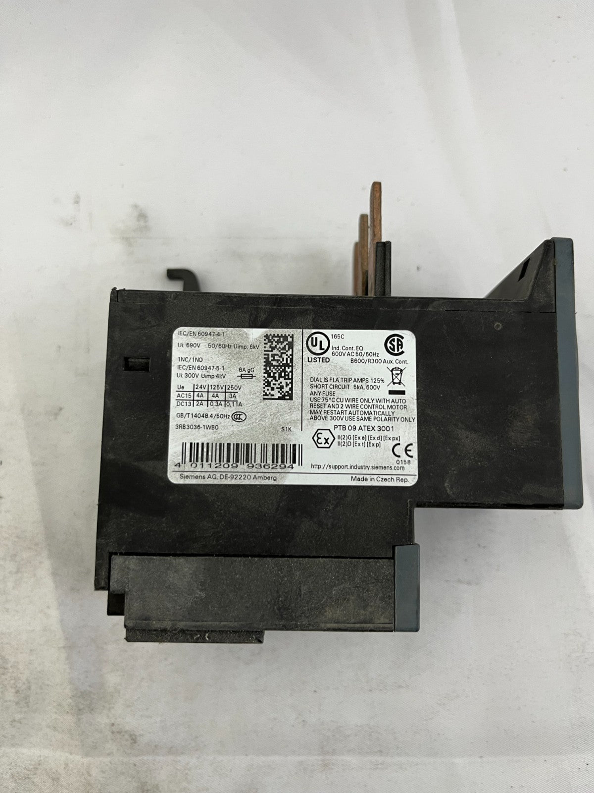Siemens SIRIUS 3RB3036-1WB0 Overload Relay 20–80A Electronic Class 10E S2 Used