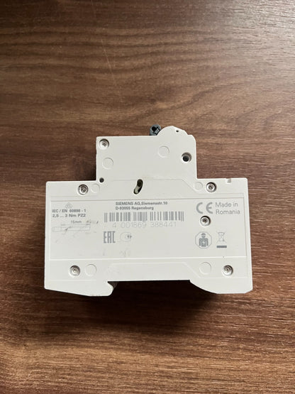 Siemens 5SL6206-7 SENTRON MCB 2-Pole C6 6A 400V Used Spare Unit