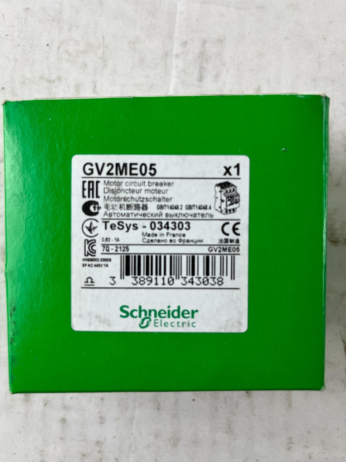 Schneider Electric GV2ME05 Motor Circuit Breaker 0.63–1 A TeSys New Box
