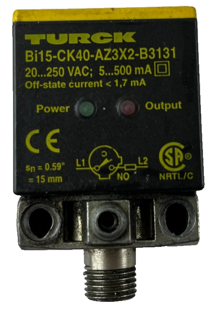 Turck Bi15-CK40-AZ3X2-B3131 Inductive Sensor 20-250VAC 15mm Used Spare Part