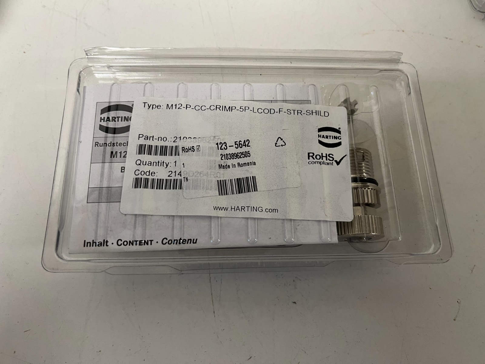 9x HARTING M12 Connectors 21035642 5-Pin Shielded M12-P-CC-CRIMP-5P-LCOD-F-STR