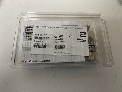 9x HARTING M12 Connectors 21035642 5-Pin Shielded M12-P-CC-CRIMP-5P-LCOD-F-STR
