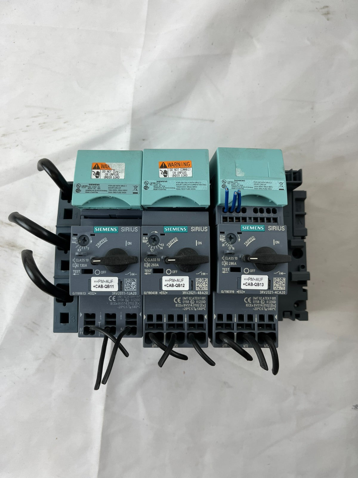 Lot of 3x Siemens Sirius 3RV2021 Motor Protection Breakers 3RV2011-1JA20 Used