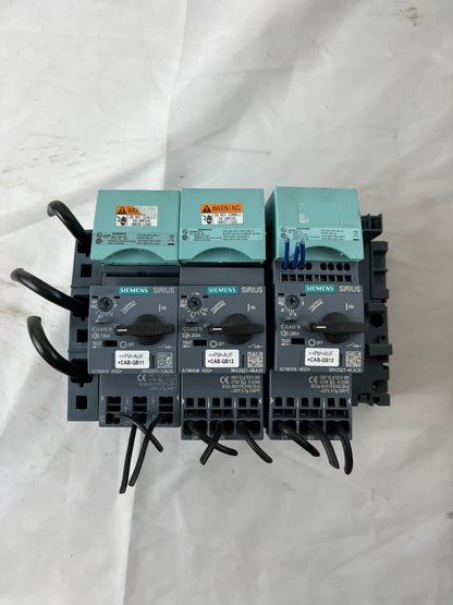 Lot of 3x Siemens Sirius 3RV2021 Motor Protection Breakers 3RV2011-1JA20 Used