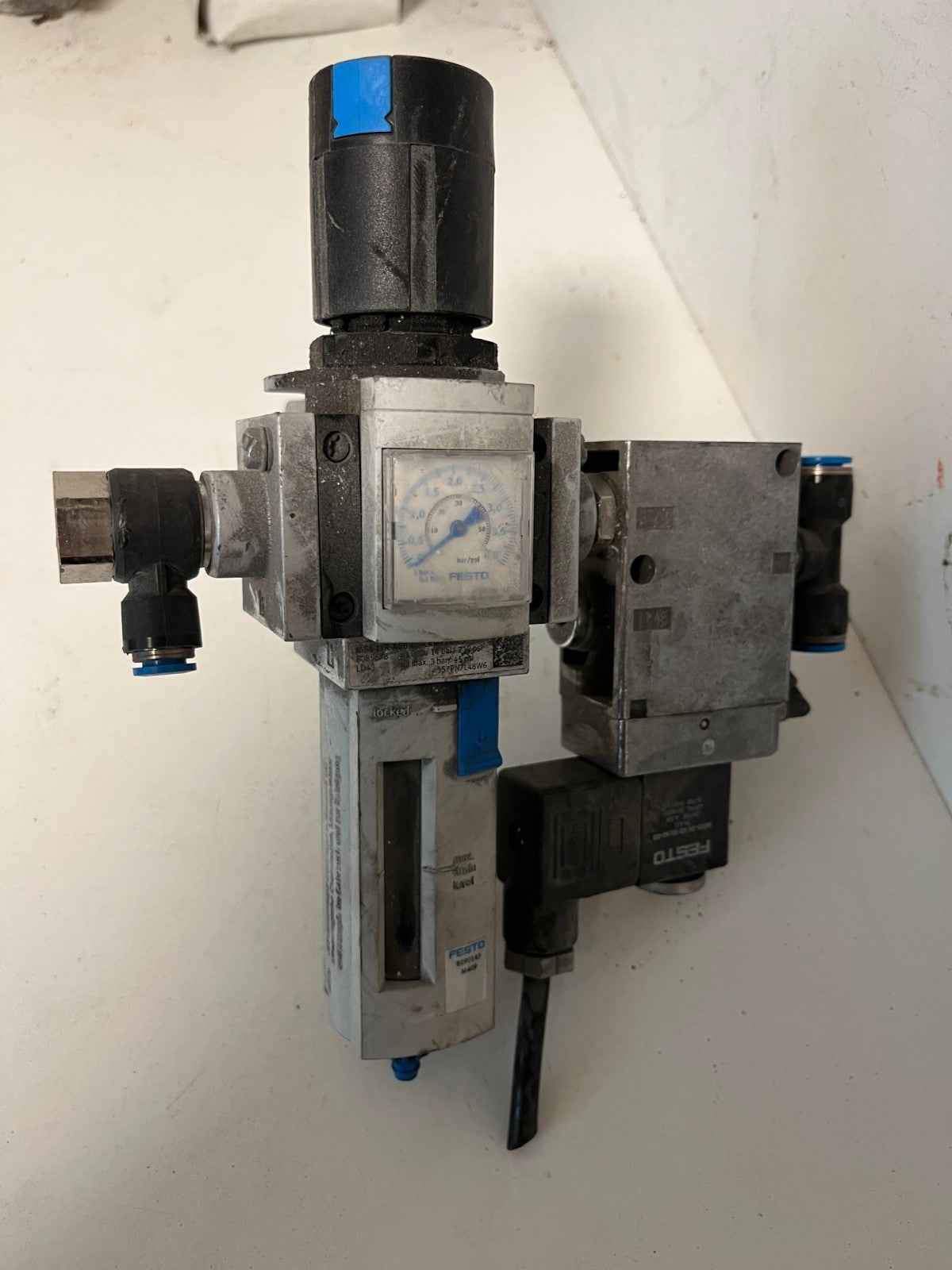 Festo Pneumatic Filter Regulator & Solenoid Valve Assembly – Used Working