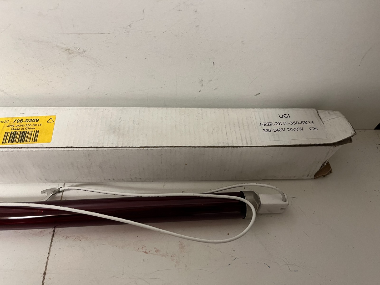 New Infrared Heating Lamp JRIR-2KW-350-SK15 220-240V 2000W – Unused, Boxed