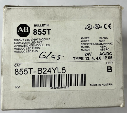 Allen Bradley 855T-B24YL5 Amber Steady LED Stack Light Module 24 V AC/DC 70 mm