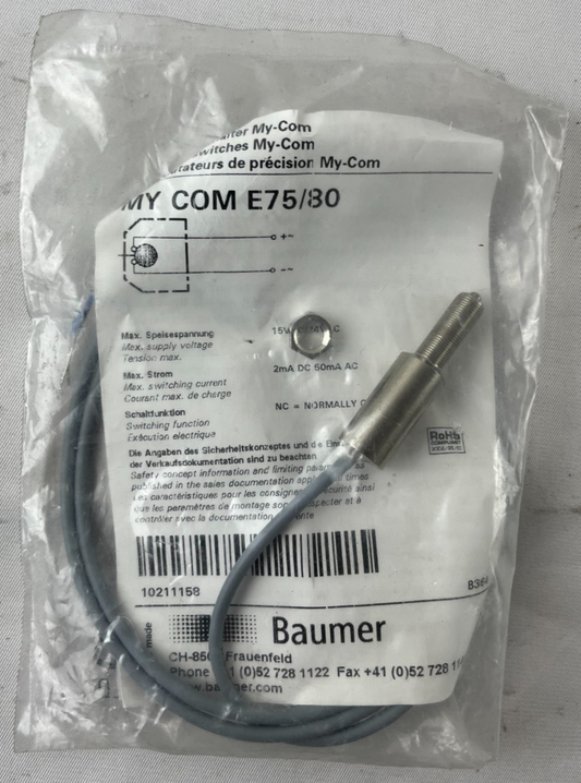 Baumer MY COM E75/30 Precision Limit Switch NC Cable New Sealed Unused Unit