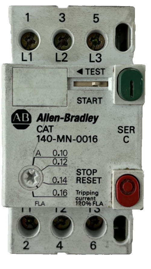 Allen‑Bradley 140-MN-0016 Manual Motor Starter 0.10–0.16A 3‑Pole Used Spare Part