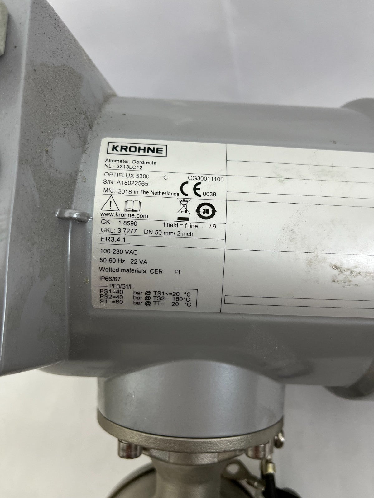 Krohne OPTIFLUX 5300 DN50 Electromagnetic Flowmeter CER Pt IP66 Hardly Used 2018