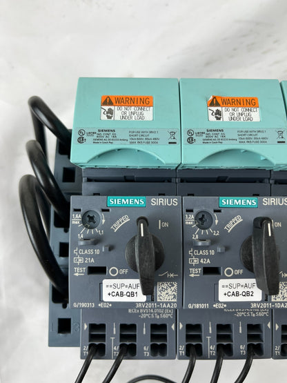Siemens Sirius 3RV2011 Motor Starter Lot 3x MPCB 1.1-3.2A w Base Modules Used