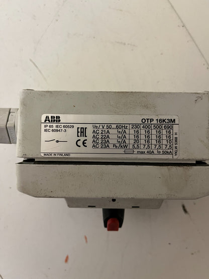 ABB OTP-16K3M Motor Protection Switch, IP65 - Tested, Used, Spare Part