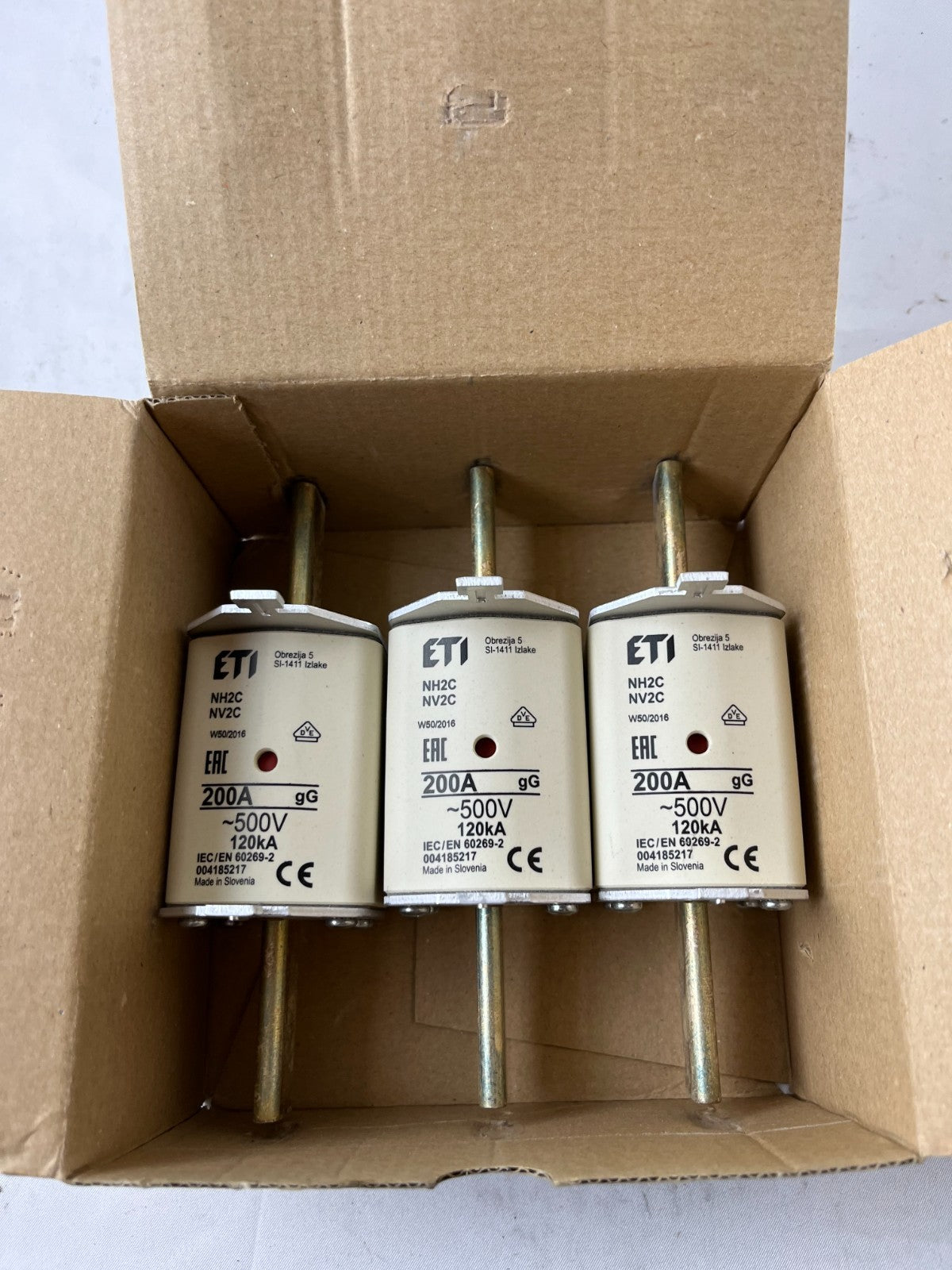 ETI NH2C NV2C 200A 500V NH Fuse gG 120kA IEC 60269 Lot of 3 NEW Units