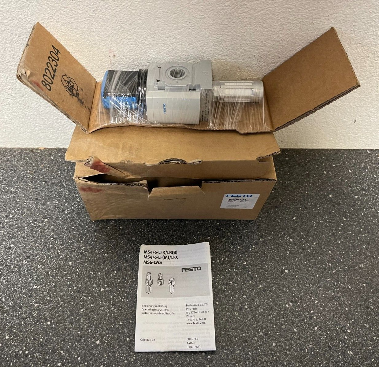 Festo MS4-EM1-1/4-S On/Off Valve Assembly with Filter Regulator MS4/6-LFR/LR(B)