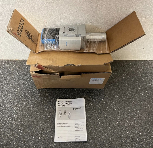 Festo MS4-EM1-1/4-S On/Off Valve Assembly with Filter Regulator MS4/6-LFR/LR(B)