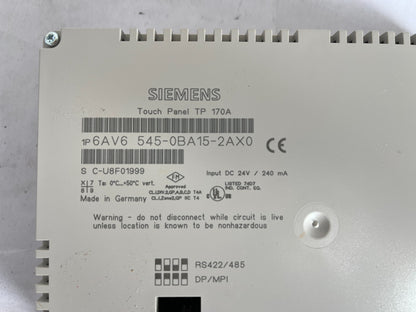 Siemens Tp170A 6Av6545‑0Ba15‑2Ax0 Hmi Touch Panel 5.7In 24V Used Spare Unit