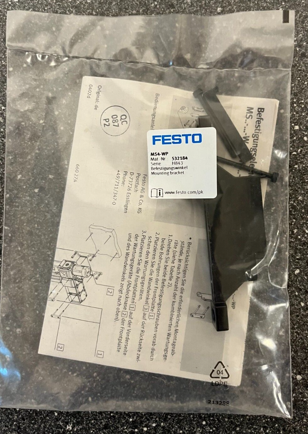 Festo MS4-WP Mounting Bracket Kit 532184 - New, Sealed