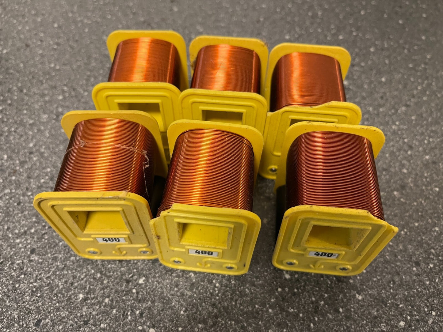 Lot of 6 Vintage 400 Current Transformers Yellow Industrial Components