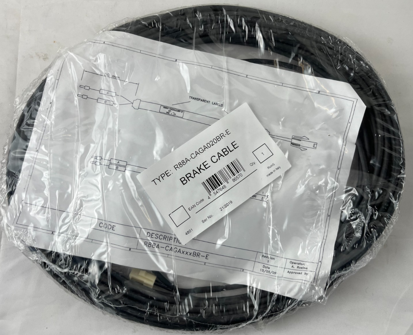 Omron R88A-CAGA020BR-E SmartStep 2 / G-Series Servo Motor Brake Cable 20m NEW