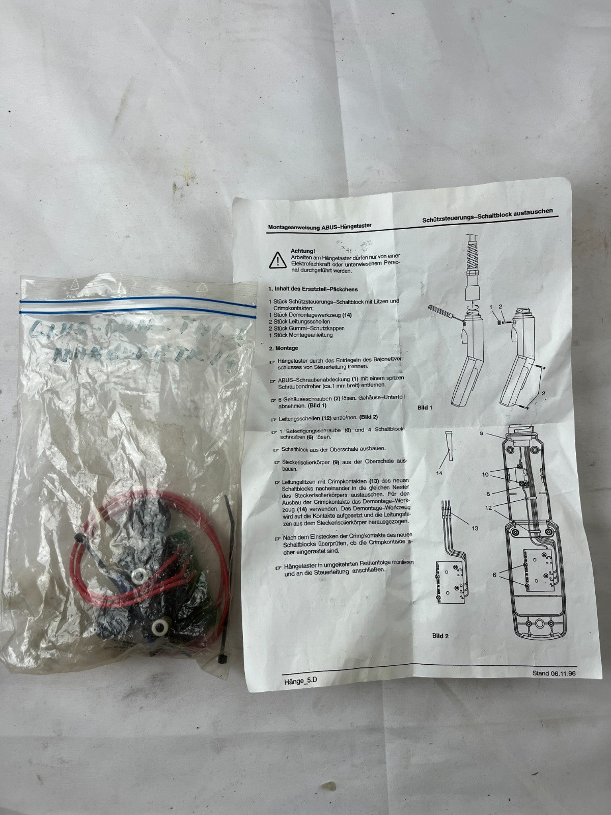 ABUS Pendant Control Switch Block Repair Kit New NOS Hoist Control Spare