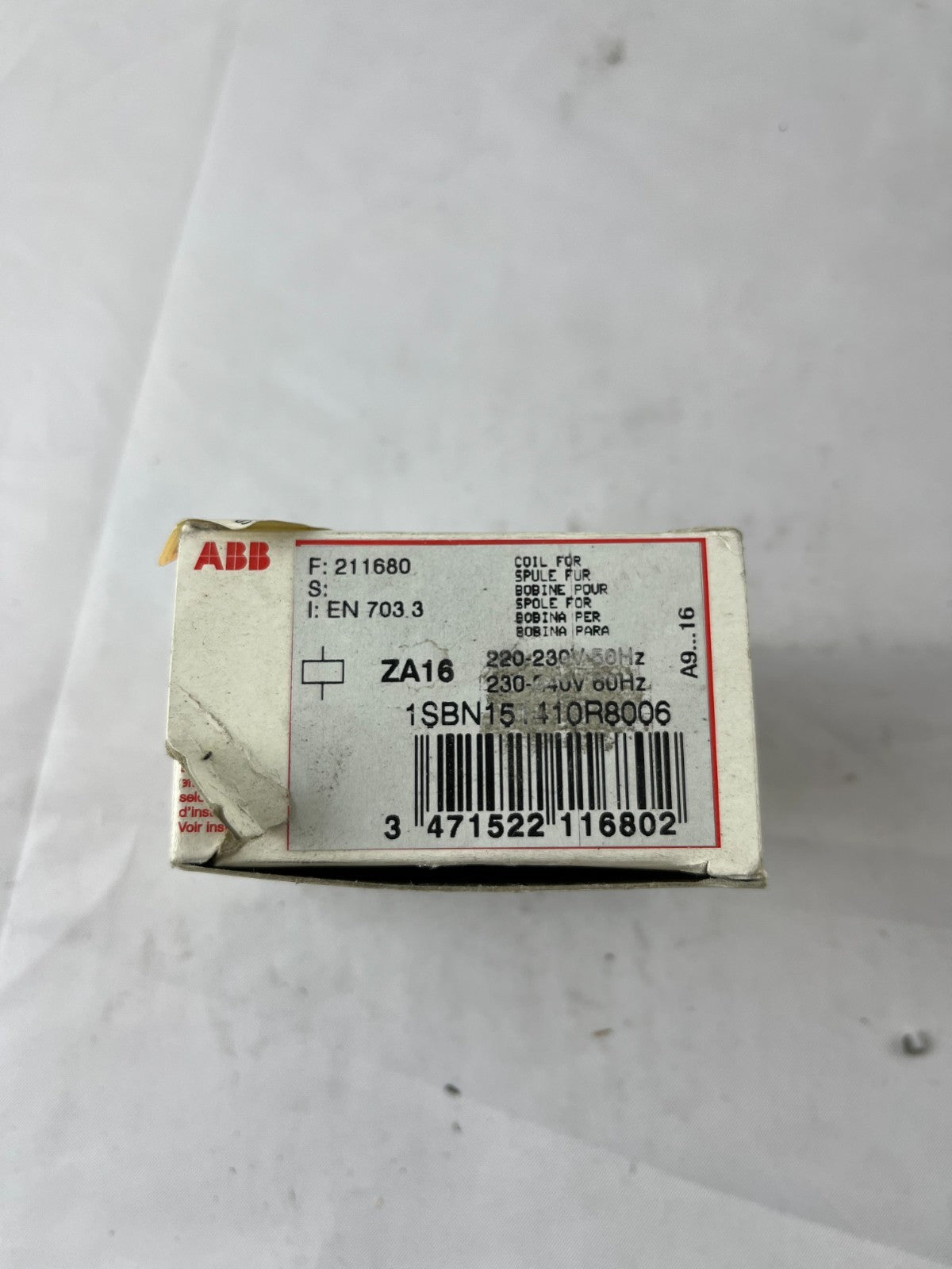 ABB ZA16 1SBN151410R8006 Contactor Coil 220–230 V 50 Hz / 230–240 V 60 Hz A9–A16