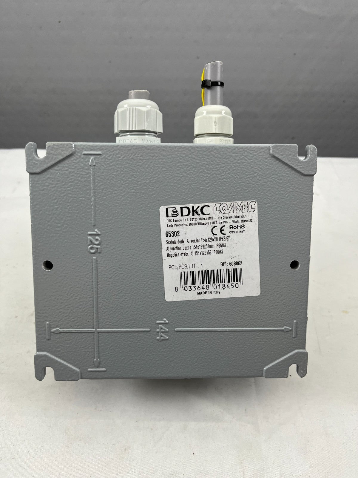 DKC Cosimec 65302 Aluminum Junction Box, 2x 16A/500V Connectors, IP66/67 Used