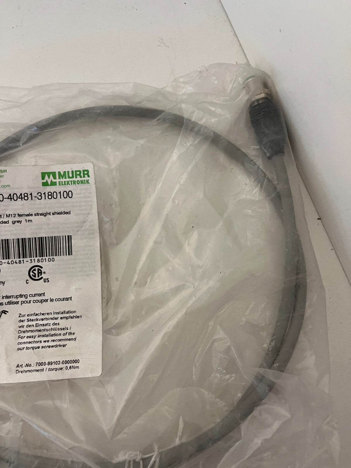 Murrelektronik 7000-40481-3180100 M12 Shielded Cable 1m Male/Female New
