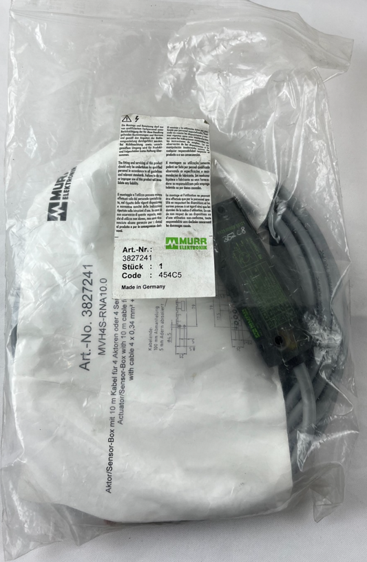 Murr Elektronik 3827241 Passive Distribution Box 4xM8 3-Pole 10m Cable MVH4S-RNA