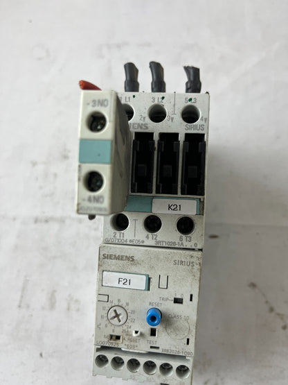 Siemens Sirius 3RB2026-1QB0 Overload Relay + 3RT2026 Contactor w/ 3RH1921-1CA10