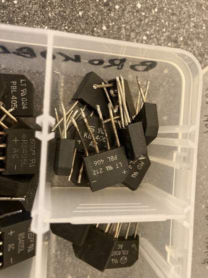 Lot of Assorted Bridge Rectifiers in Storage Case Various Models Specifications