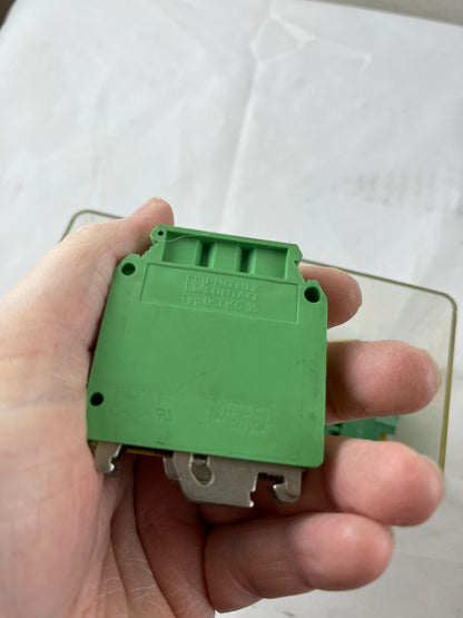 Ground Terminal Block Lot Phoenix Contact USLKG 16N Used Yellow Green PE Earth