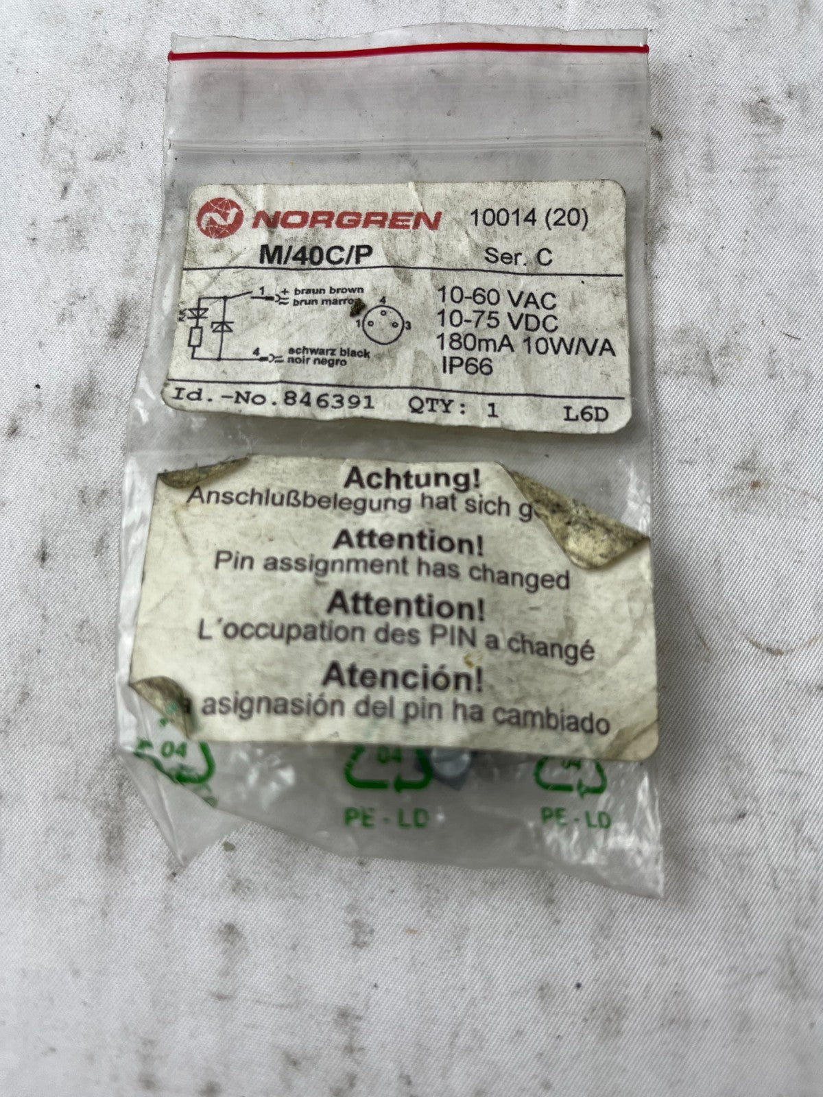 Norgren M/40C/P Magnetic Cylinder Switch 10-60VAC 75VDC IP66 New Unit