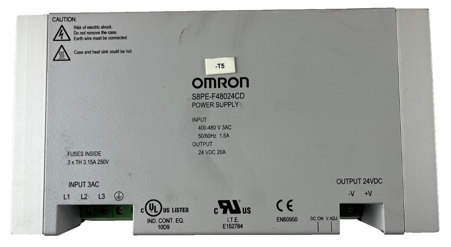 New Omron S8PE-F48024CD Power Supply 400–480V 3‑Phase 24V DC 20A 480W DIN Rail