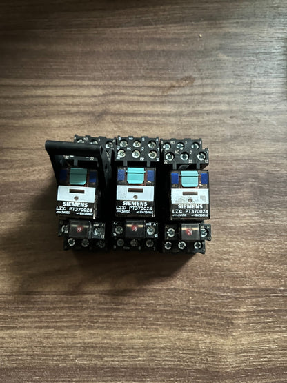 Siemens LZX:PT370024 & LZS:PT3A5L24 24VDC 10A Plug-In Relay Bundle of 3 Used