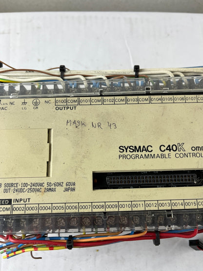 Omron Sysmac C40K C40K-CDR-A Programmable Controller 24VDC I/O 100–240VAC Used