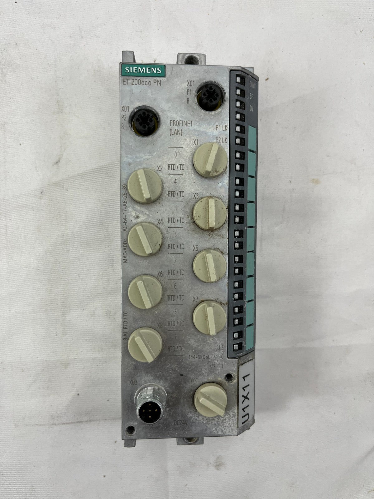 Siemens ET200eco PN Analog Input Module 8AI RTD/TC 144-6KD50-0AB0 IP67 Used