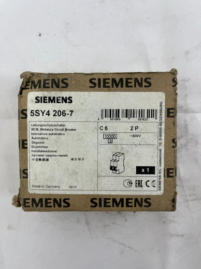 Siemens 5SY4 206-7 MCB Miniature Circuit Breaker 2P 6A C-Curve 400V New Germany